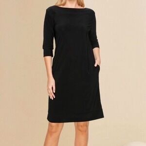 Audrey Whitmore Sutton Dress Sz XL Boat Neck 3/4 Sleeve Minimalist LBD Timeless